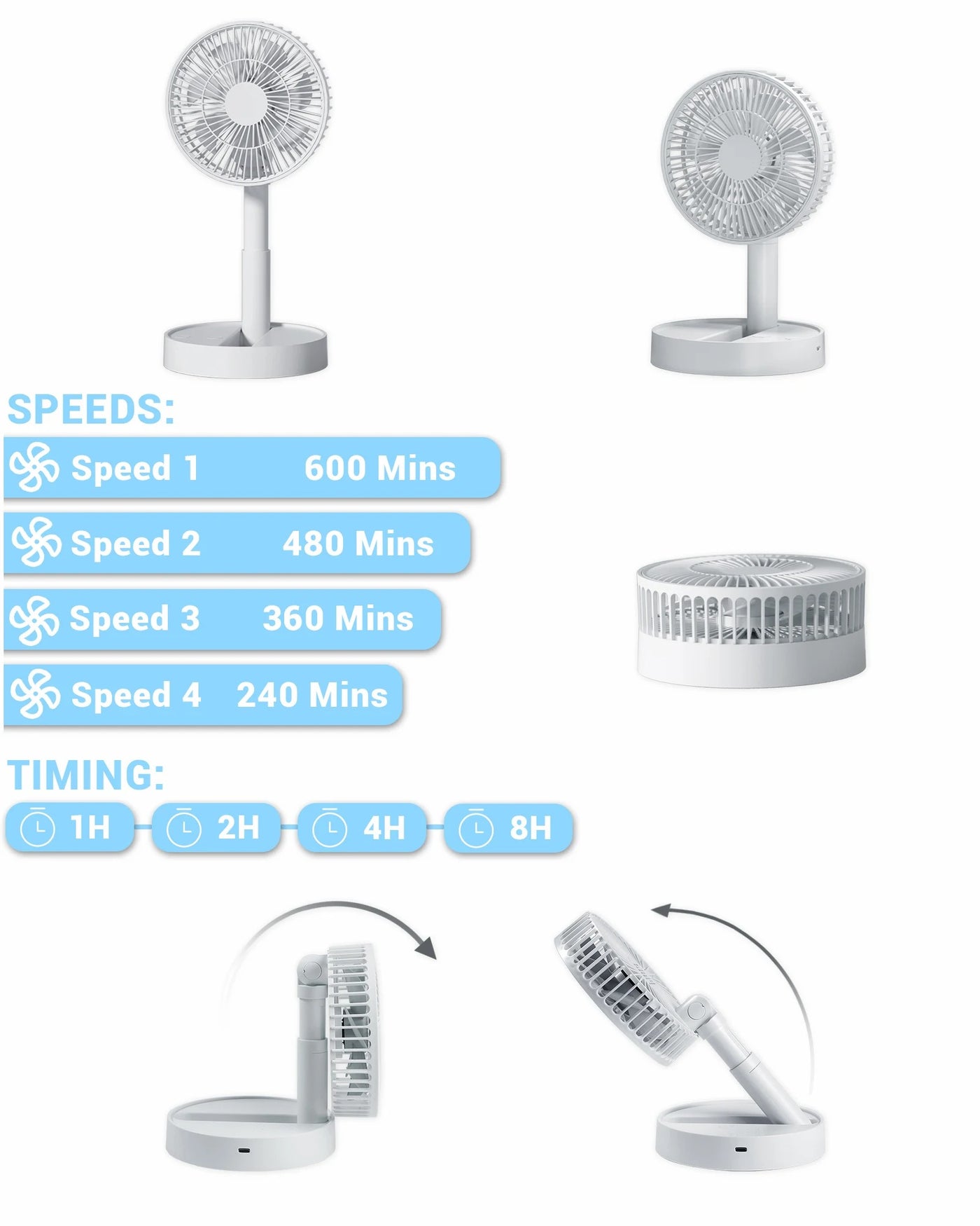 Rechargeable Mini Folding Telescopic Fan