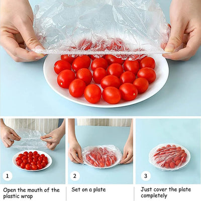100Pcs Of Disposable Plastic Bag For Food Cover