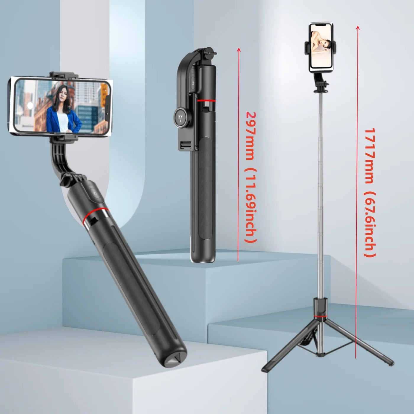 Bluetooth Selfie Sticks with Remote and Selfie Light